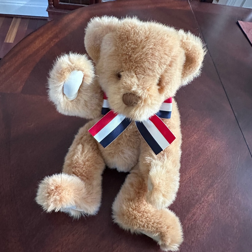 1987 GUND Vintage Teddy Bear 90th Commemorative Jointed Plush 16" USA Bow